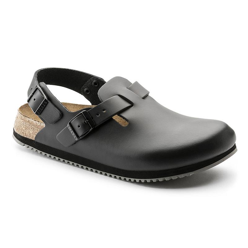 Birkenstock Tokyo Super Grip Læder Træsko Dame Sort | DK 296EBC